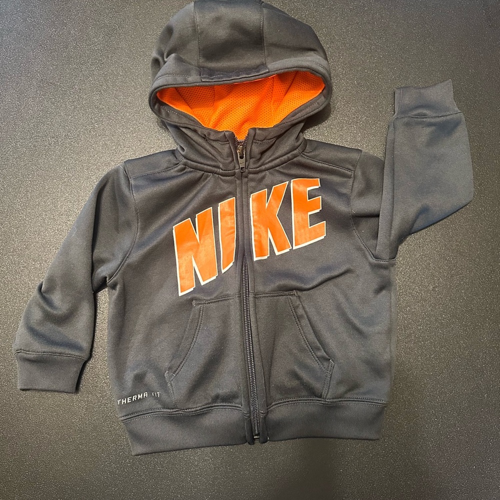 Nike Charcoal and Orange Therma Hoodie